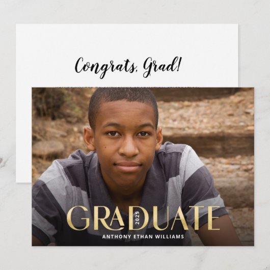 Trendy Afstuderen Gold Overlay Moderne Afstudeerde Kaart (Voorkant / Achterkant)