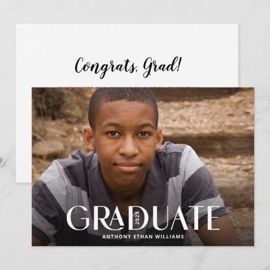 Trendy Afstuderen Overlay Modern Graduation Party Kaart (Voorkant / Achterkant)