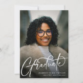 Trendy Afstuderen Script Photo-Afstuderen Aankondiging (Voorkant)