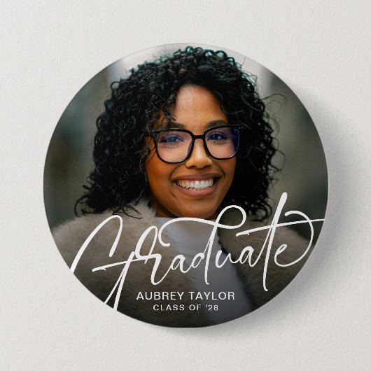 Trendy Afstuderen Script Photo-Afstuderen Ronde Button 7,6 Cm (Voorkant)