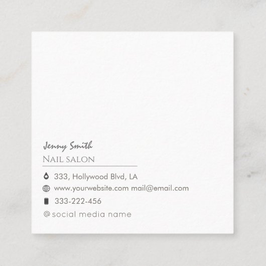 Trendy agaat geode zilvergouden nagelsalon vierkante visitekaartje (Achterkant)