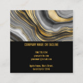 Trendy Agaat Zwart en Goud Marmer Vierkante Visitekaartje (Achterkant)