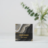 Trendy Agaat Zwart en Goud Marmer Vierkante Visitekaartje (Staand voorkant)