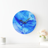 Trendy Agate Abstracte Indigo Blue Paarse Ink Art Grote Klok (Huis)