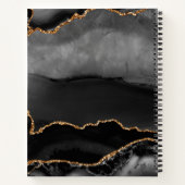 Trendy Agate Geode Glitter Black Gold Monogram Notitieboek (Achterkant)