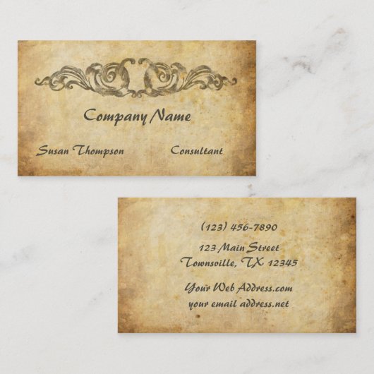 Trendy Aged Paper Medieval Design Visitekaartje (Voorkant / Achterkant)