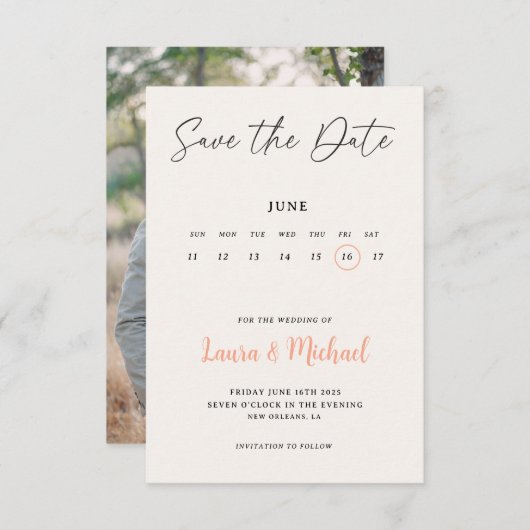 Trendy Agenda Bewaar de datum met foto Kaart (Voorkant / Achterkant)