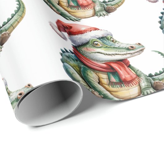 Trendy Alligators-Crocodiles Christmas Pattern  Cadeaupapier (Rol Hoek)