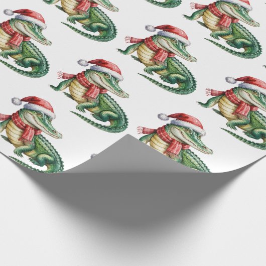 Trendy Alligators-Crocodiles Kerstpatroon  Cadeaupapier (Hoek)