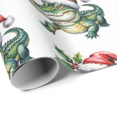 Trendy Alligators-Crocodiles Kerstpatroon Cadeaupapier (Rol Hoek)