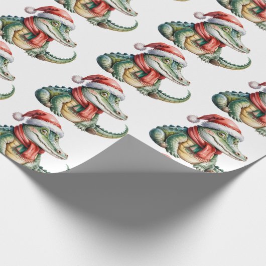 Trendy Alligators-Crocodiles Kerstpatroon  Cadeaupapier (Hoek)