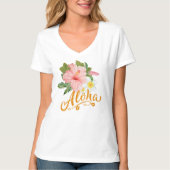 Trendy Aloha Hawaii Tropical Beach Hibiscus T-shirt (Voorkant)