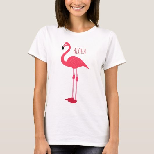 Trendy ALOHA Roze Flamingo Tropisch  Leuk Trendy T-shirt (Voorkant)