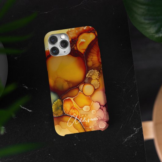 Trendy Amber Sinaasappel Abstracte Waterverf Case-Mate iPhone Case