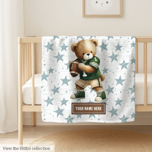 Trendy Amerikaanse Football Teddy Bear gepersonali Fleece Deken