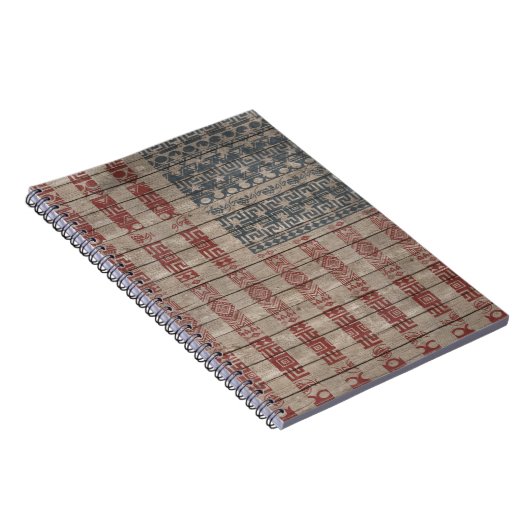 Trendy Amerikaanse vlag Aztec Tribal Pattern Notitieboek (Rechterzijde)