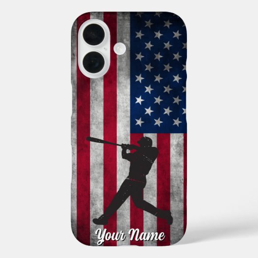 Trendy  Amerikaanse vlag honkbal gepersonaliseerd Case-Mate iPhone Case (Achterkant)