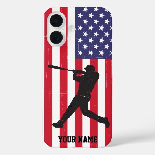 Trendy  Amerikaanse vlag honkbal gepersonaliseerd Case-Mate iPhone Case (Achterkant)