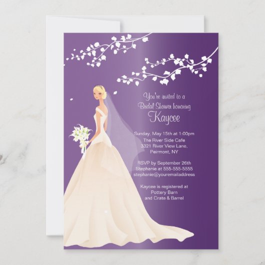Trendy Amethyst BLONDE Bride Vrijgezellenfeest Inv Kaart (Voorkant)