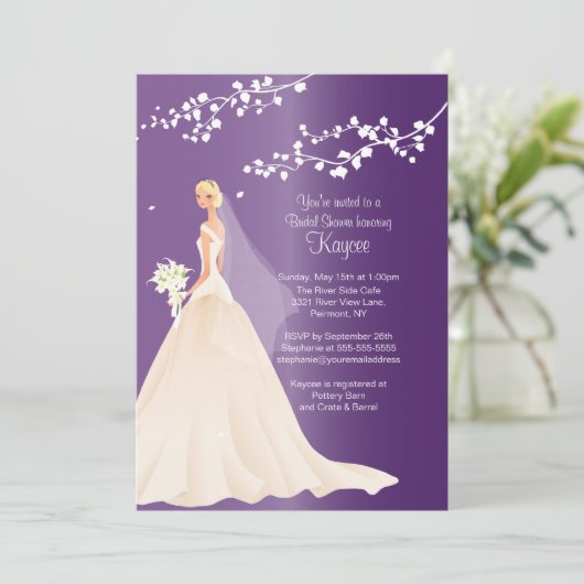 Trendy Amethyst BLONDE Bride Vrijgezellenfeest Inv Kaart (Staand voorkant)