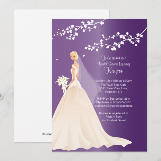 Trendy Amethyst BLONDE Bride Vrijgezellenfeest Inv Kaart (Voorkant / Achterkant)