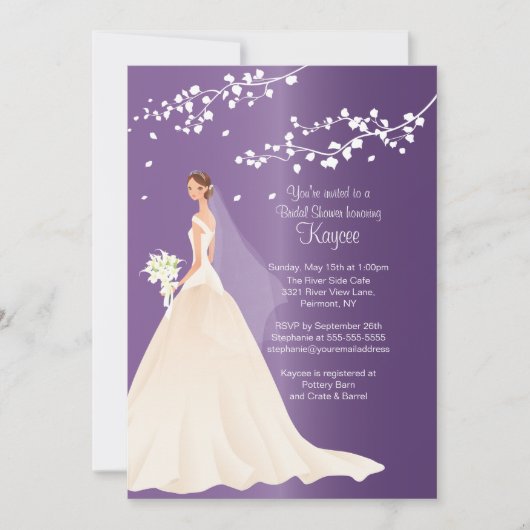 Trendy Amethyst Bride Vrijgezellenfeest Invite Kaart (Voorkant)