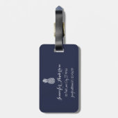 Trendy anananas bagagelabel | bewerkbare achtergro (Achterkant verticaal)