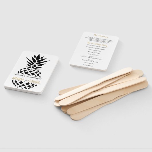 Trendy ananas EDITABLE KLEUR bruiloft programma Handwaaier (Niet-gemonteerd)