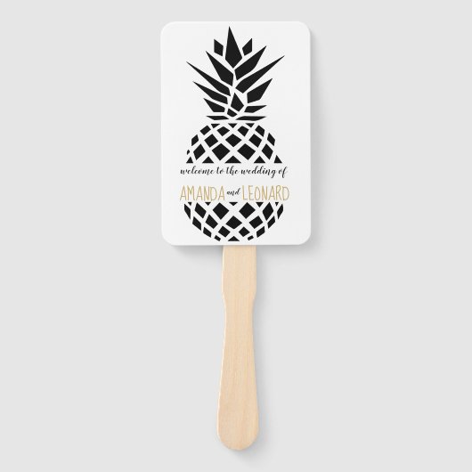 Trendy ananas EDITABLE KLEUR bruiloft programma Handwaaier (Voorkant)