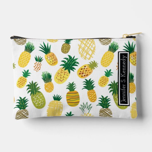 Trendy ananas patroon | Jouw namen toevoegen Etui (Achterkant)