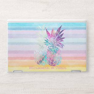 Trendy ananas, Waterverf stripes HP Laptopsticker