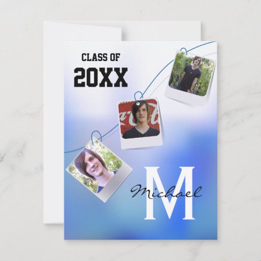 Trendy and Blue Ombre Photo Invite Kaart (Voorkant)