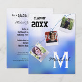 Trendy and Blue Ombre Photo Invite Kaart (Voorkant / Achterkant)