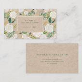 Trendy and Rustic White Floral on Kraft Kijk Visitekaartje (Voorkant / Achterkant)