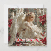 Trendy angelic angel red gold festive beautiful  feestdagenkaart (Voorkant)