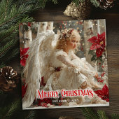 Trendy angelic angel red gold festive beautiful  feestdagenkaart