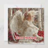 Trendy angelic angel red gold festive radiation feestdagenkaart (Voorkant)