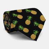 Trendy Angled Pineappelpatroon op zwart Stropdas (Opgerold)