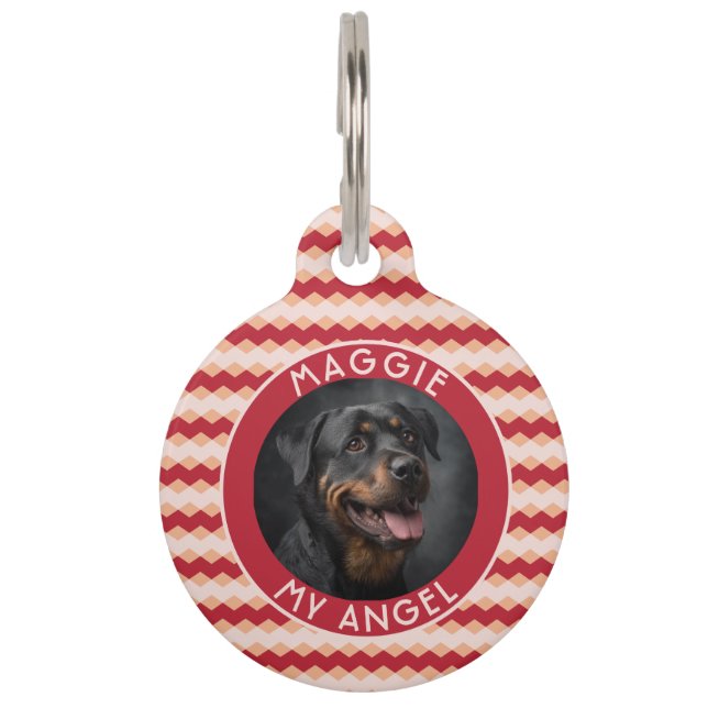 Trendy Animal Lover Gift Chevron Pattern Huisdierpenning (Voorkant)