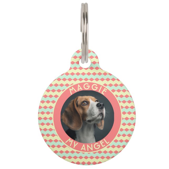 Trendy Animal Lover Gift Herringbone Huisdierpenning (Voorkant)