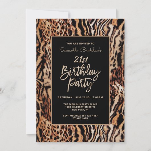 Trendy Animal Print 21e verjaardag Kaart (Voorkant)