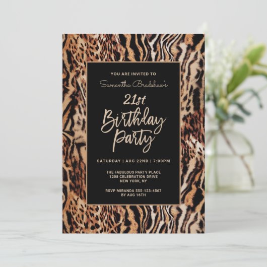 Trendy Animal Print 21e verjaardag Kaart (Staand voorkant)