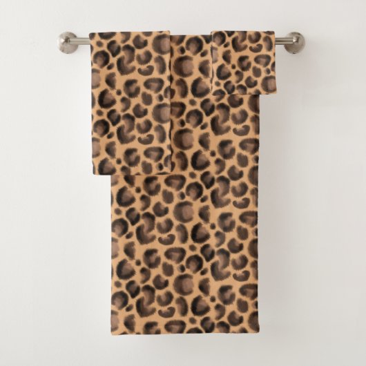 Trendy Animal Print Black Brown leopard Patroon Bad Handdoek (Insitu)