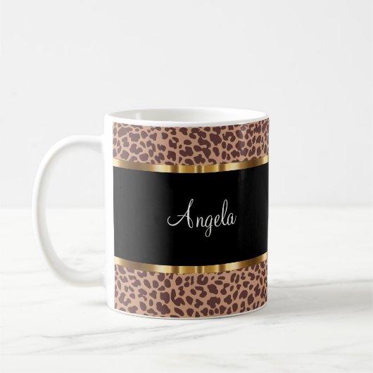 Trendy Animal Print Monogram Coffee Mugs Koffiemok (Links)