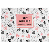 Trendy Anniversary Love Art Hand Drawn Gift Bag Groot Cadeauzakje (Achterkant)