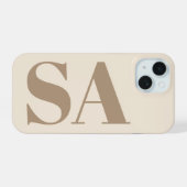 trendy Antiek Wit met Monogram Case-Mate iPhone 15 Case (Achterkant horizontaal)