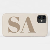 trendy Antiek Wit met Monogram Case-Mate iPhone Case (Achterkant (horizontaal))