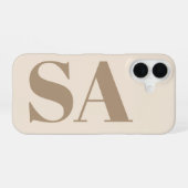 trendy Antique White with Monogram Case-Mate iPhone 16 Hoesje (Achterkant horizontaal)