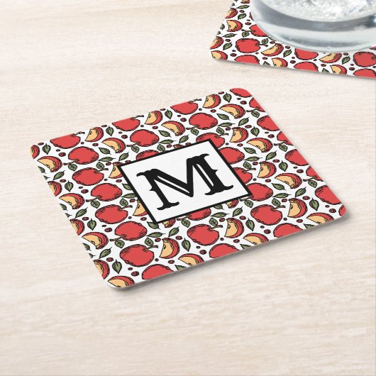 Trendy Apple patroon monogram Kartonnen Onderzetters (Schuin)