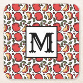 Trendy Apple patroon monogram Kartonnen Onderzetters (Voorkant)